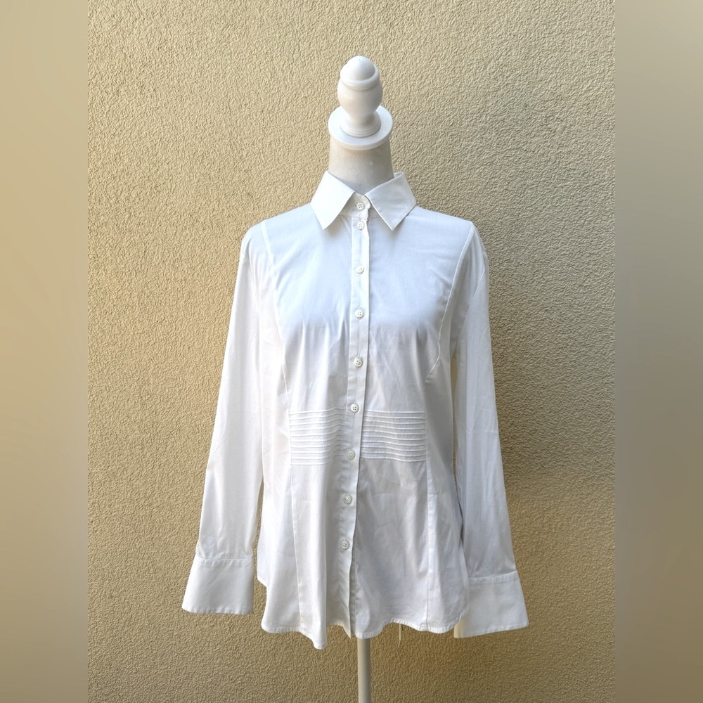 Armani Collezioni white long sleeve button down blouse